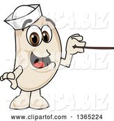 Vector Illustration of a Cartoon Navy Bean Mascot Using a Pointer Stick by Mascot Junction