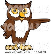 Vector Illustration of a Cartoon Owl School Mascot Pointing by Mascot Junction