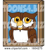 Vector Illustration of a Cartoon Owl School Mascot Portrait by Mascot Junction