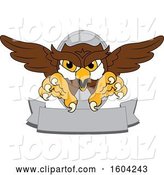 Vector Illustration of a Cartoon Owl School Mascot Swooping over a Banner by Mascot Junction