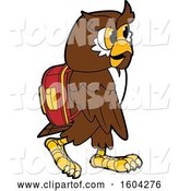 Vector Illustration of a Cartoon Owl School Mascot Wearing a Backpack by Mascot Junction