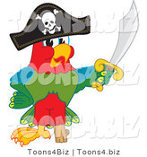 Vector Illustration of a Cartoon Parrot Mascot Dressed As a Pirate by Mascot Junction