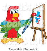 Vector Illustration of a Cartoon Parrot Mascot Painting by Mascot Junction