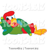 Vector Illustration of a Cartoon Parrot Mascot Resting by Mascot Junction