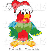 Vector Illustration of a Cartoon Parrot Mascot Wearing a Santa Hat by Mascot Junction