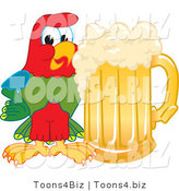 Vector Illustration of a Cartoon Parrot Mascot with a Mug of Beer by Mascot Junction