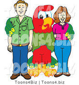 Vector Illustration of a Cartoon Parrot Mascot with Parents by Mascot Junction