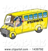 Vector Illustration of a Cartoon Patriot Mascot Driving a School Bus by Mascot Junction