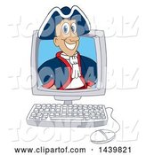 Vector Illustration of a Cartoon Patriot Mascot Emerging from a Computer Screen by Mascot Junction