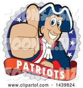 Vector Illustration of a Cartoon Patriot Mascot Giving a Thumb up on a Badge by Mascot Junction