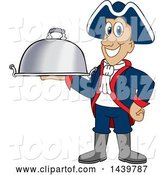 Vector Illustration of a Cartoon Patriot Mascot Holding a Cloche Platter by Mascot Junction