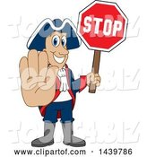 Vector Illustration of a Cartoon Patriot Mascot Holding a Stop Sign by Mascot Junction