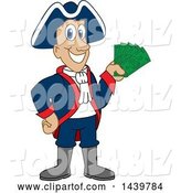 Vector Illustration of a Cartoon Patriot Mascot Holding Cash Money by Mascot Junction