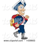 Vector Illustration of a Cartoon Patriot Mascot Wearing a Backpack by Mascot Junction
