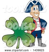 Vector Illustration of a Cartoon Patriot Mascot with a St Patricks Day Clover by Mascot Junction