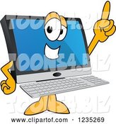 Vector Illustration of a Cartoon PC Computer Mascot Pointing up by Mascot Junction