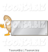 Vector Illustration of a Cartoon Peanut Mascot Logo with a Silver Plaque by Mascot Junction
