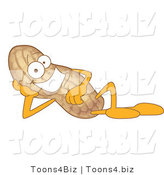 Vector Illustration of a Cartoon Peanut Mascot Reclined by Mascot Junction