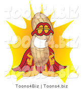 Vector Illustration of a Cartoon Peanut Mascot Super Hero by Mascot Junction