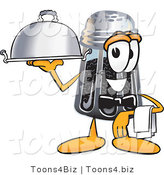 Vector Illustration of a Cartoon Pepper Shaker Mascot Dressed As a Waiter and Holding a Serving Platter by Mascot Junction