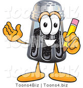 Vector Illustration of a Cartoon Pepper Shaker Mascot Holding a Pencil by Mascot Junction