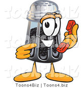 Vector Illustration of a Cartoon Pepper Shaker Mascot Holding a Telephone by Mascot Junction