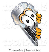 Vector Illustration of a Cartoon Pepper Shaker Mascot Peeking Around a Corner by Mascot Junction