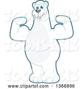 Vector Illustration of a Cartoon Polar Bear School Mascot Flexing His Arm Muscles by Mascot Junction