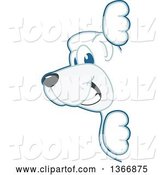 Vector Illustration of a Cartoon Polar Bear School Mascot Looking Around a Sign by Mascot Junction