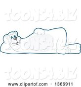 Vector Illustration of a Cartoon Polar Bear School Mascot Resting on His Side by Mascot Junction