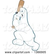 Vector Illustration of a Cartoon Polar Bear School Mascot Swinging a Baseball Bat by Mascot Junction