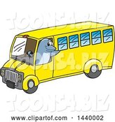 Vector Illustration of a Cartoon Porpoise Dolphin School Mascot Driving a School Bus by Mascot Junction