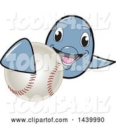 Vector Illustration of a Cartoon Porpoise Dolphin School Mascot Grabbing a Baseball by Mascot Junction