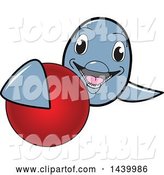 Vector Illustration of a Cartoon Porpoise Dolphin School Mascot Grabbing a Field Hockey Ball by Mascot Junction