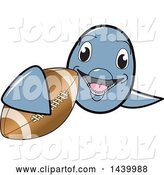 Vector Illustration of a Cartoon Porpoise Dolphin School Mascot Grabbing a Football by Mascot Junction