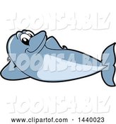 Vector Illustration of a Cartoon Porpoise Dolphin School Mascot Relaxing by Mascot Junction
