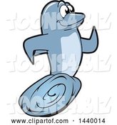 Vector Illustration of a Cartoon Porpoise Dolphin School Mascot Running by Mascot Junction
