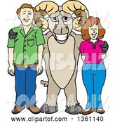 Vector Illustration of a Cartoon Ram Mascot Posing with Parents by Mascot Junction