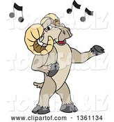 Vector Illustration of a Cartoon Ram Mascot Singing by Mascot Junction