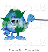 Vector Illustration of a Cartoon Recycle Mascot Holding a Pointer Stick by Mascot Junction