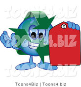 Vector Illustration of a Cartoon Recycle Mascot Holding a Red Price Tag by Mascot Junction