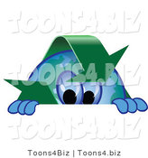 Vector Illustration of a Cartoon Recycle Mascot Looking over a Surface by Mascot Junction