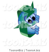 Vector Illustration of a Cartoon Recycle Mascot Peeking by Mascot Junction