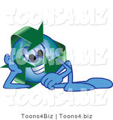 Vector Illustration of a Cartoon Recycle Mascot Resting by Mascot Junction