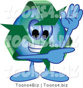 Vector Illustration of a Cartoon Recycle Mascot Waving and Pointing by Mascot Junction