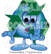 Vector Illustration of a Cartoon Recycle Mascot Whispering by Mascot Junction