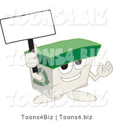 Vector Illustration of a Cartoon Recycled Paper Box Mascot Holding a Blank Sign by Mascot Junction