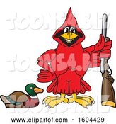 Vector Illustration of a Cartoon Red Cardinal Bird Mascot Duck Hunting by Mascot Junction