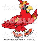 Vector Illustration of a Cartoon Red Cardinal Bird Mascot Running or Jogging by Mascot Junction