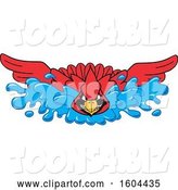 Vector Illustration of a Cartoon Red Cardinal Bird Mascot Swimming by Mascot Junction